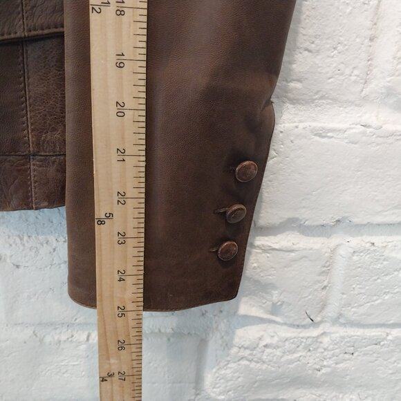 MARC LAURENT Italy Leather Jacket Womens M 6 Chocolate Brown Vintage Blazer - Picture 10 of 12